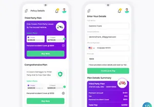 Buy Bike and Car Insurance online Mobile App UI Kit