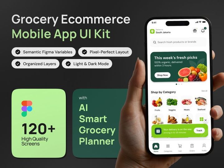 Groceria - Grocery App UI Kit with AI Grocery Planner