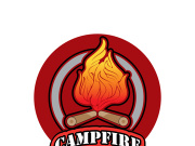 Bonfire Campfire Camp Fire place wood flame vintage retro logo design