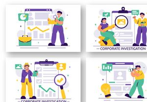 9 Corporate Investigation Vector Illustration