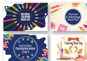 12 National Coloring Book Day Illustration