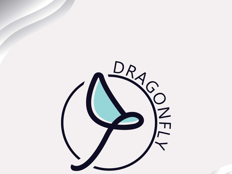 Dragonfly logo design modern and elegant minimalist color style monoline illustration