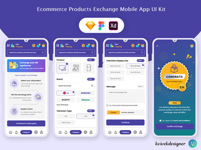 Ecommerce Products Exchange Mobile App UI Kit
