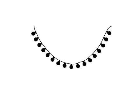 Black silhouette of hanging string lights isolated on a white background
