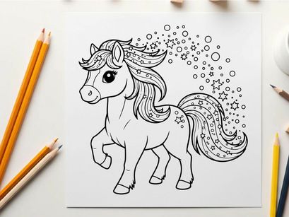 Cute magical unicorn with stars vector illustration