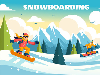 10 Snowboarding Illustration