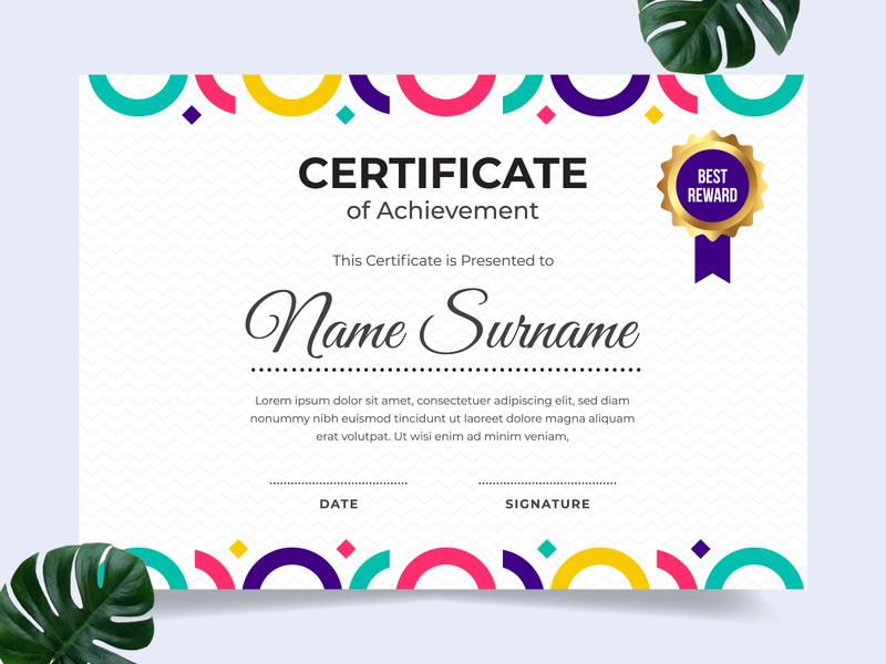 Modern certificate design template