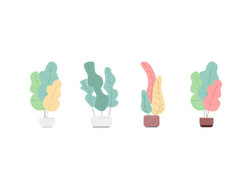 Plant in pot flat color vector objects set preview picture