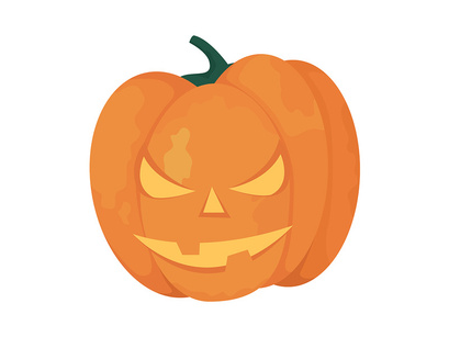 Pumpkins with evil faces semi flat color vector objects
