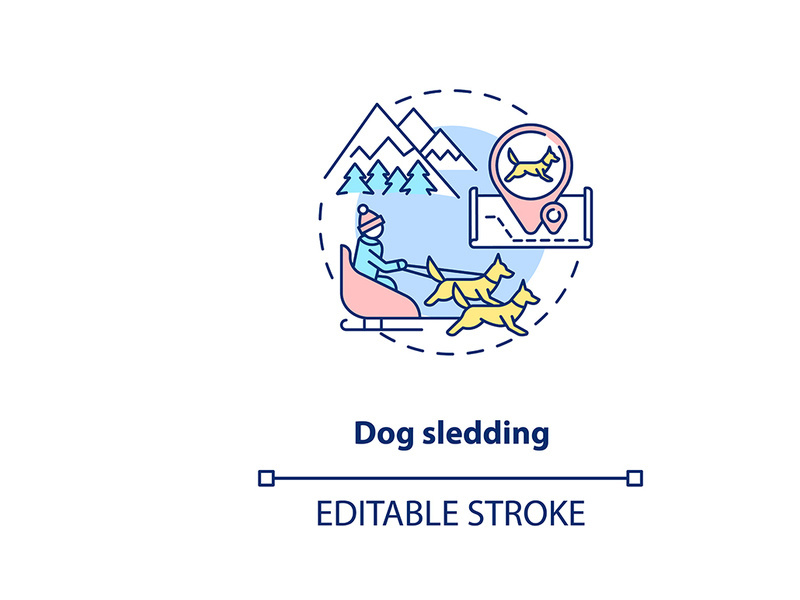 Dog sledding concept icon