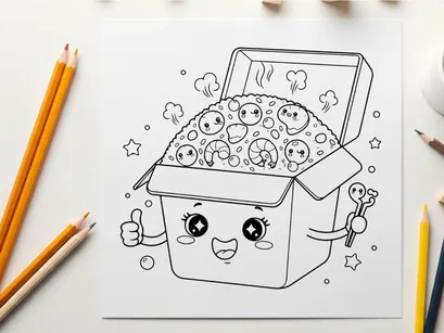 Cute trash can with happy bacteria vector illustration