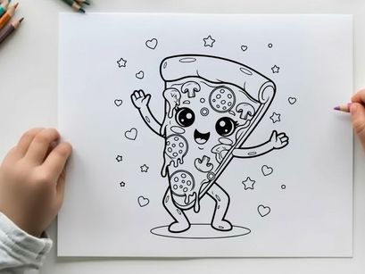 Cute pizza slice character dancing vector illustration