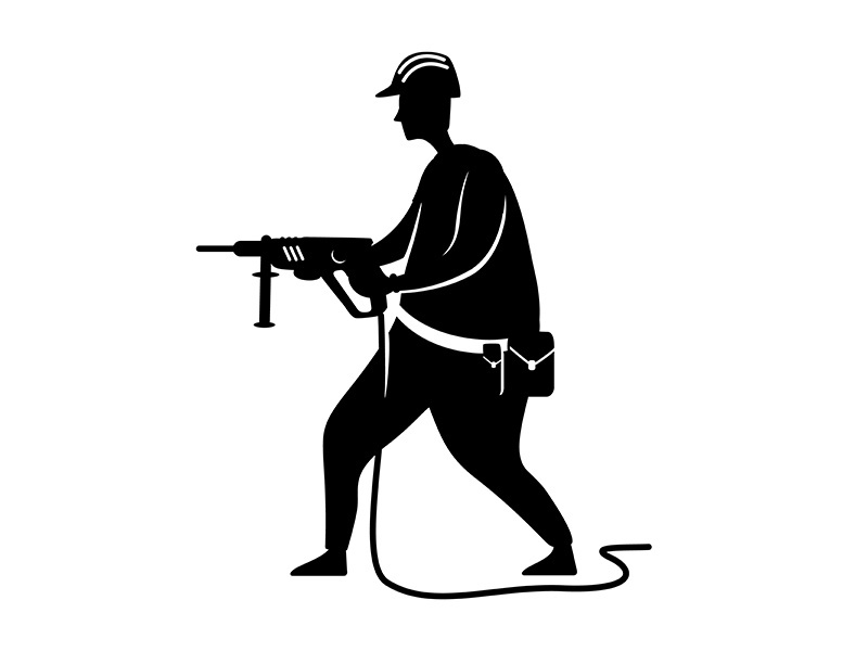 Construction worker black silhouette vector illustration
