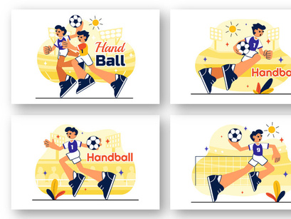 10 Handball Sports Illustration