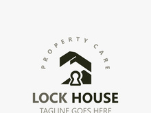 Lock House secure logo design, smart key home vector concept template