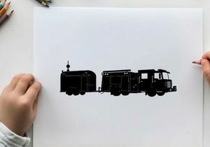 Silhouette of a large truck with trailer