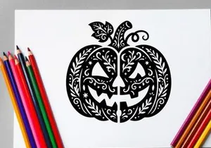 Decorative Halloween Pumpkin with Intricate Carving Design