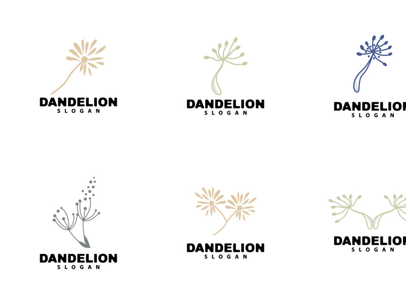 Dandelion Logo Flower Vector, Flower Plant Illustration Icon