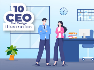 10 CEO Businessman Cartoon Illustration preview picture