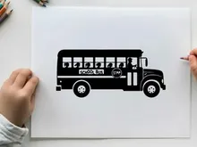 Black silhouette of a school bus vehicle