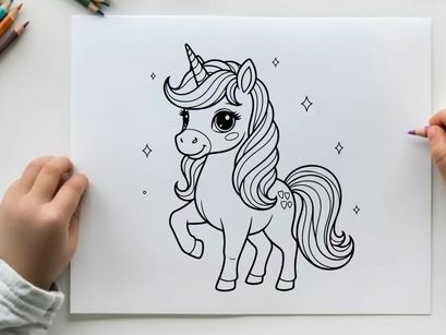 Cute unicorn standing magical fantasy vector illustration