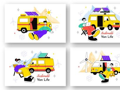 10 Sustainable Van Life Illustration