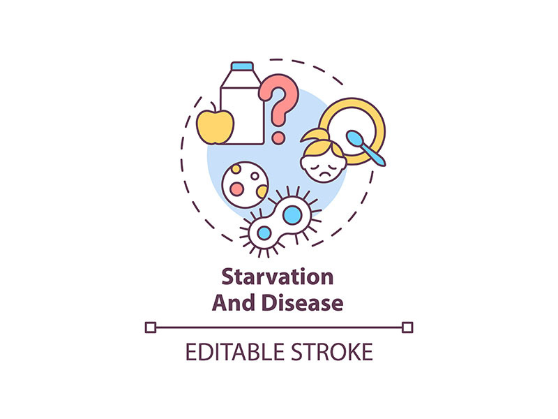 Starvation and disease concept icon