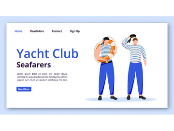 Yacht club seafarers landing page vector template preview picture