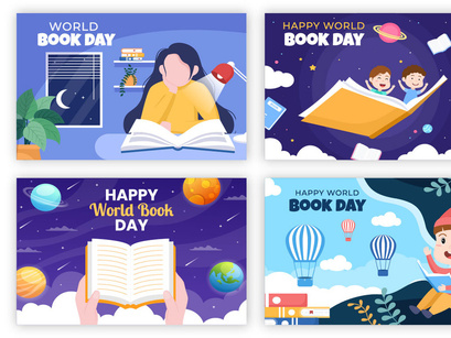 22 World Book Day Flat Illustration