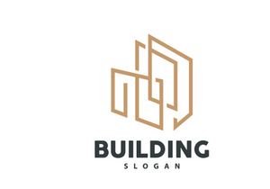 Building Logo, Vector For Building Construction, Premium Simple Line Design