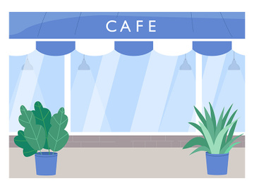 Cafe exterior flat color vector illustration preview picture
