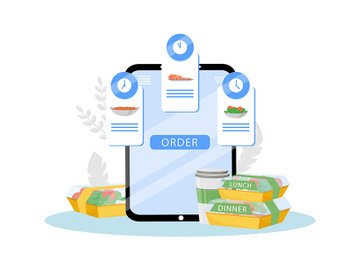 Prepared food scheduled delivery service flat concept vector illustration preview picture