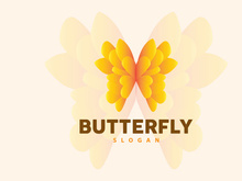 Butterfly Logo Design Beautiful Flying Animal, Company Brand Icon Illustration