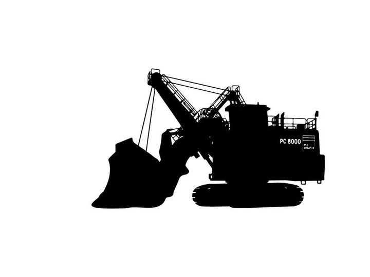 Silhouette of a large excavator or digger machine
