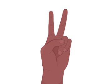 V sign semi flat color vector hand gesture preview picture