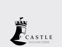 Castle kingdom logo graphic template design, Ancient castle vintage vector