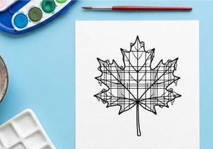 Close-up of a detailed autumn maple leaf. Natural fall foliage with vibrant colors.