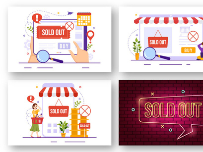 15 Sold Out Vector Illustration