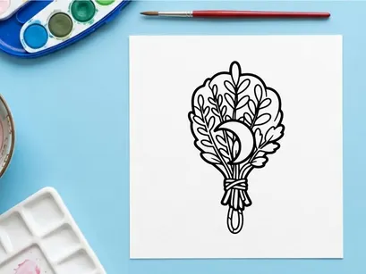 Hand-drawn Halloween wheat sheaf bouquet with ribbon. Spooky autumn harvest doodle for seasonal crafts and decorations.