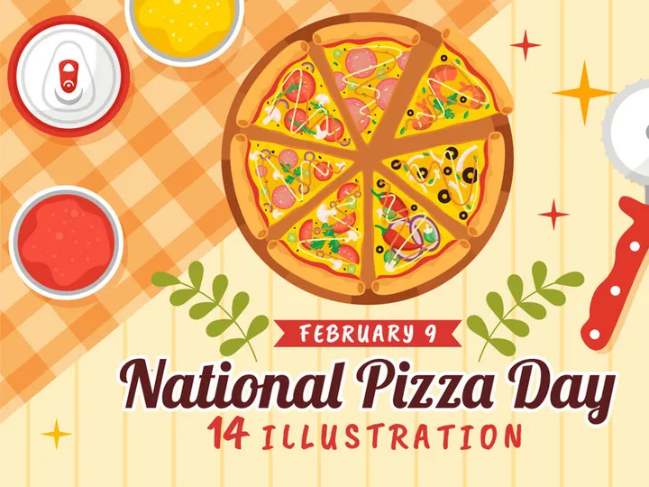 14 National Pizza Day Vector Illustration