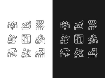 Collaboration pixel perfect linear icons set preview picture