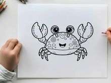 Cute crab smiling happy ocean sea life vector illustration