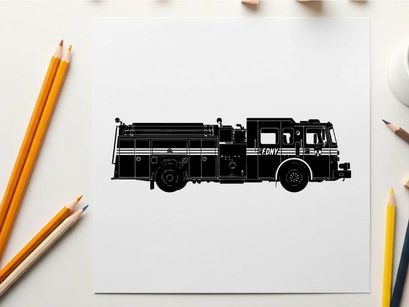 Silhouette of a fire truck vehicle emergency response