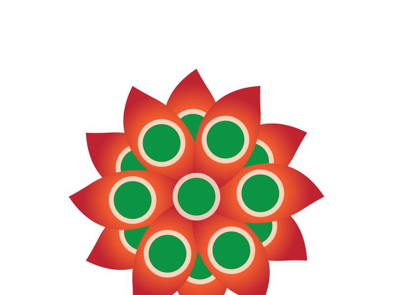 Traditional Asian colorful floral pattern Stained glass mosaic logo tile design inspiration