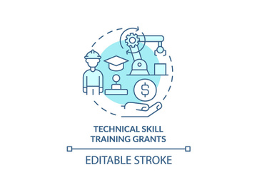 Technical skill training grants turquoise concept icon preview picture
