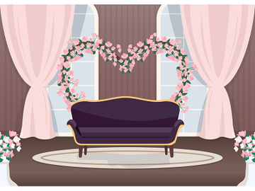 Elegant wedding photozone flat color vector illustration preview picture