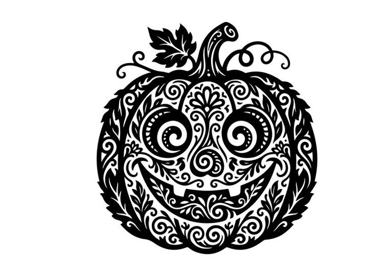 Intricate Halloween Pumpkin Tattoo Design for Body Art and Decor