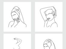 Beauty Woman Line Art, Wall Decoration