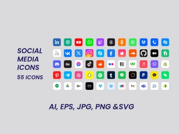 Popular social media logo icons preview picture