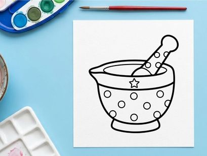 Mortar and pestle grinding herbs for natural remedies. Traditional apothecary tool for crushing spices and medicinal plants.